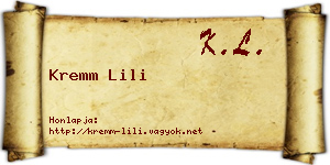 Kremm Lili névjegykártya